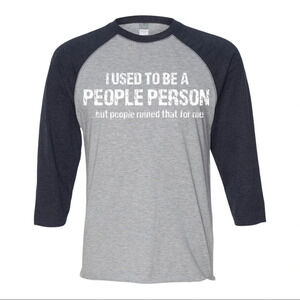 NEW Mens Lat Apparel Used to be People Person 3/4 Sleeve Baseball Shirt S-2XL